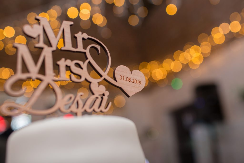 detail photo of wedding cake topper