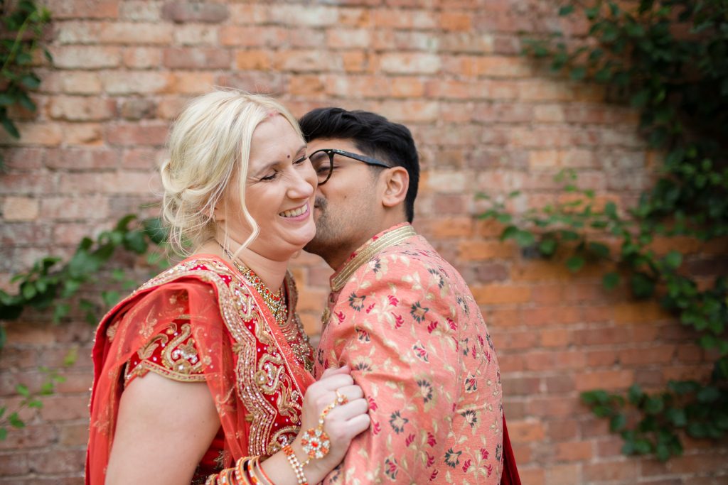newly weds embrace